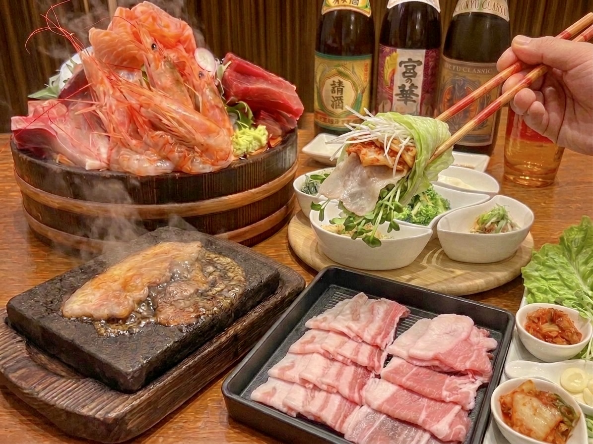 あぐー豚の溶岩焼きコース